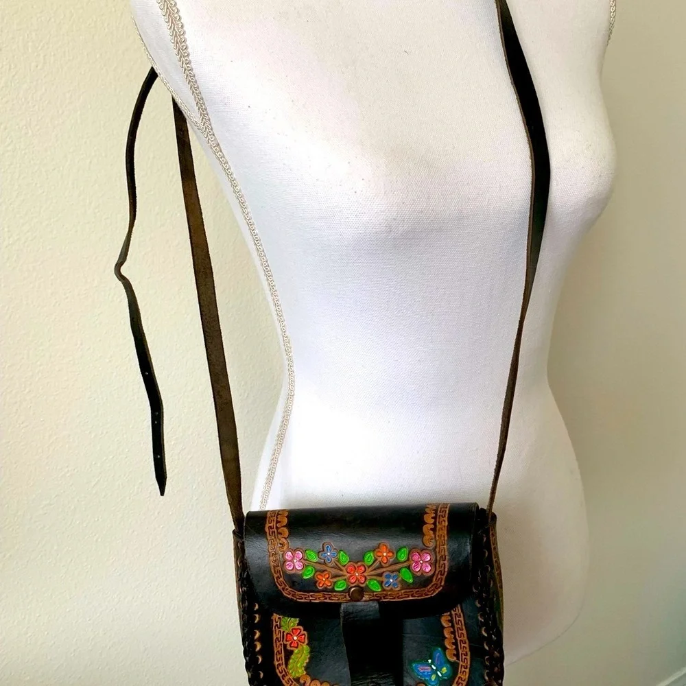 Handcrafted Floral Leather Bag - Picture 8 of 8
